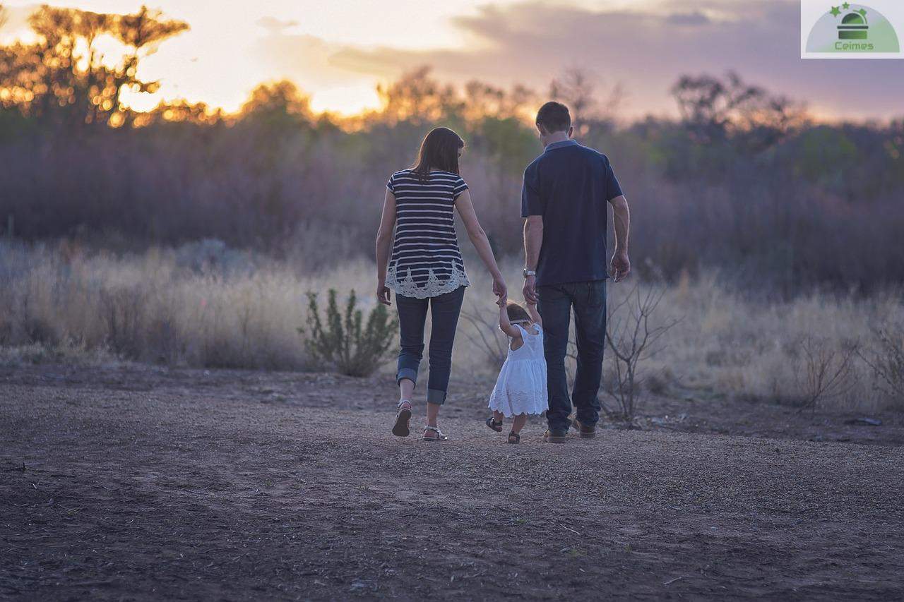 family, walking, countryside