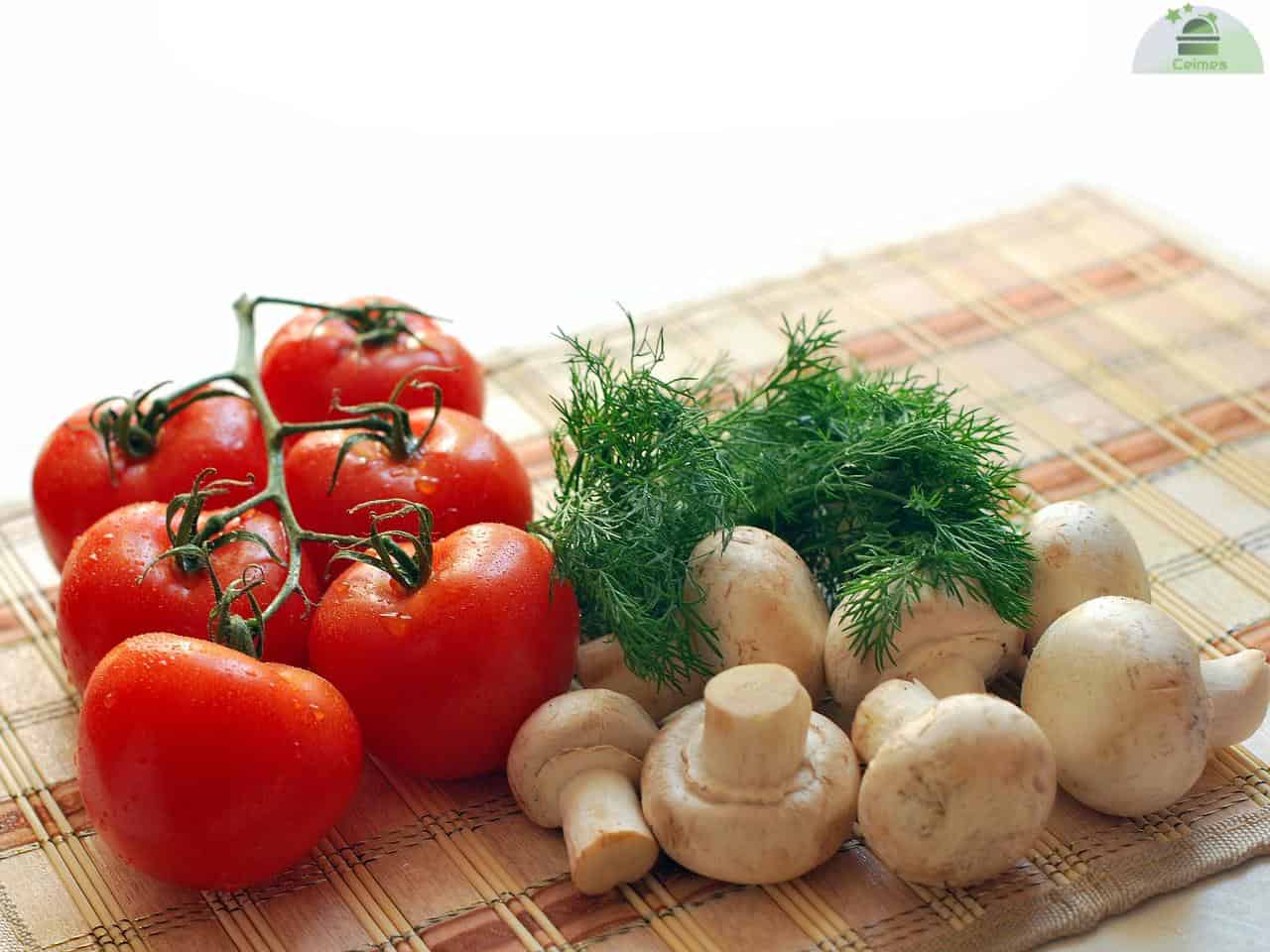 mushrooms, tomatoes, parsley